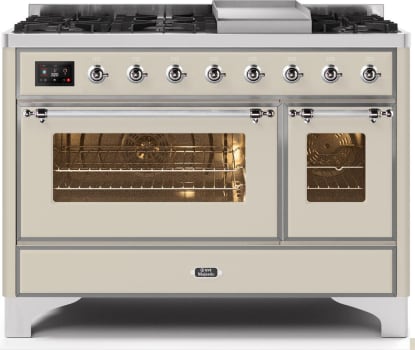 Ilve Majestic II Collection UM12FDNS3AWCLP - 48 Inch Freestanding Dual Fuel Range in Front View