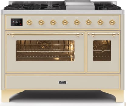 Ilve Majestic II Collection UM12FDNS3AWGLP - 48 Inch Freestanding Dual Fuel Range in Front View
