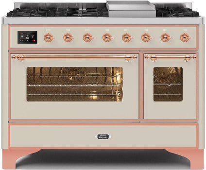 Ilve Majestic II Collection UM12FDNS3AWPLP - 48 Inch Freestanding Dual Fuel Range in Front View