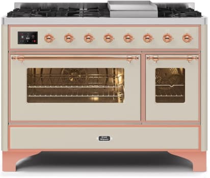 Ilve Majestic II Collection UM12FDNS3AWP - 48 Inch Antique White Natural Gas Freestanding Range