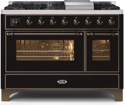 Ilve Majestic II Collection UM12FDNS3BKBLP - 48 Inch Freestanding Dual Fuel Range in Front View
