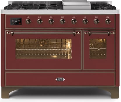 Ilve Majestic II Collection UM12FDNS3BUBLP - 48 Inch Burgundy Liquid Propane Freestanding Range