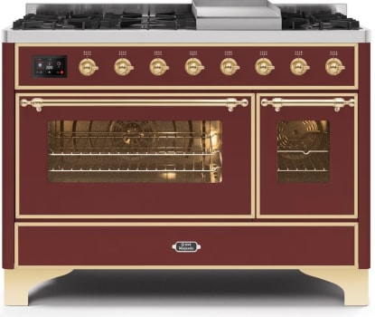 Ilve Majestic II Collection UM12FDNS3BUGLP - 48 Inch Burgundy Liquid Propane Freestanding Range
