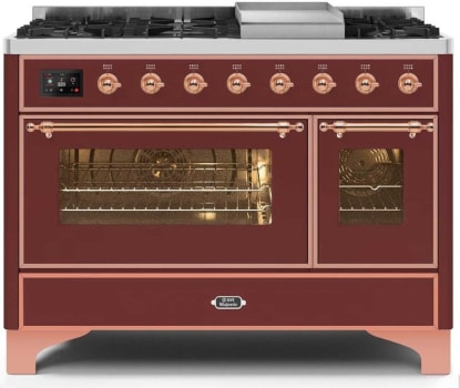Ilve Majestic II Collection UM12FDNS3BUPLP - 48 Inch Burgundy Liquid Propane Freestanding Range