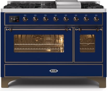 Ilve Majestic II Collection UM12FDNS3MBB - 48 Inch Midnight Blue Natural Gas Freestanding Range