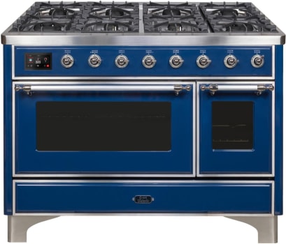 Ilve Majestic II Collection UM12FDNS3MBCLP - 48 Inch Freestanding Dual Fuel Range in Front View