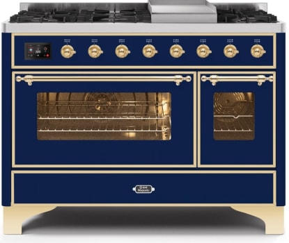 Ilve Majestic II Collection UM12FDNS3MBG - 48 Inch Midnight Blue Natural Gas Freestanding Range