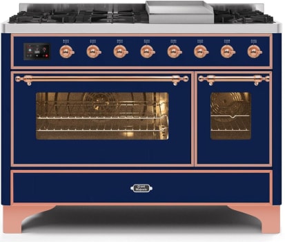 Ilve Majestic II Collection UM12FDNS3MBPLP - 48 Inch Freestanding Dual Fuel Range in Front View