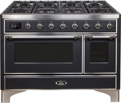 Ilve Majestic II Collection UM12FDNS3MGCLP - 48 Inch Freestanding Dual Fuel Range in Front View