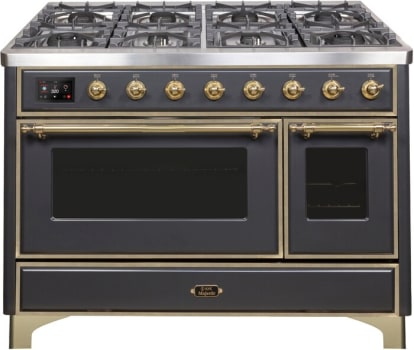 Ilve Majestic II Collection UM12FDNS3MGG - 48 Inch Matte Graphite Dual Fuel Natural Gas Freestanding Range
