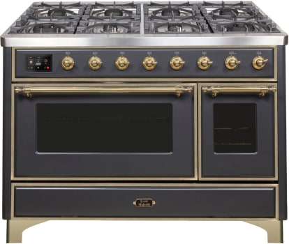 Ilve Majestic II Collection UM12FDNS3MGGLP - 48 Inch Freestanding Dual Fuel Range in Front View