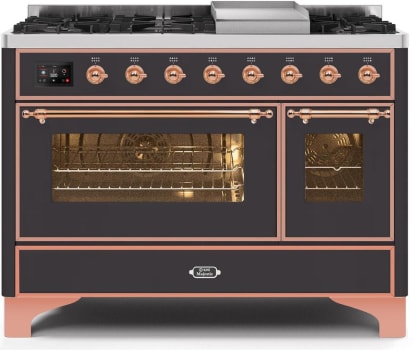 Ilve Majestic II Collection UM12FDNS3MGPLP - 48 Inch Freestanding Dual Fuel Range in Front View
