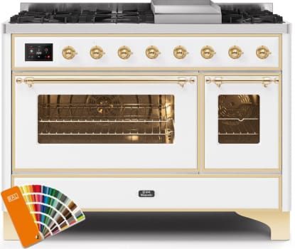 Ilve Majestic II Collection UM12FDNS3RAG - 48 Inch Freestanding Dual Fuel Range in Front View