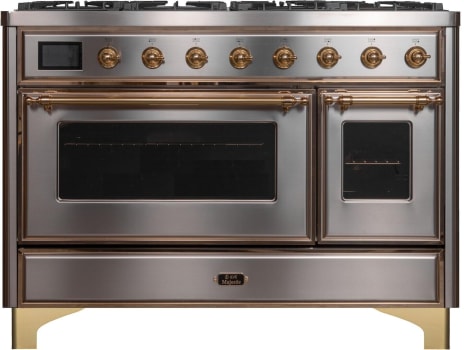 Ilve Majestic II Collection UM12FDNS3SSGLP - 48 Inch Freestanding Dual Fuel Range in Front View