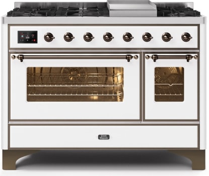 Ilve Majestic II Collection UM12FDNS3WHBLP - 48 Inch White Liquid Propane Freestanding Range