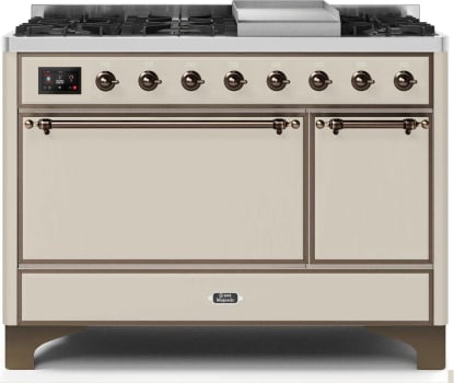Ilve Majestic II Collection UM12FDQNS3AWBLP - 48 Inch Freestanding Dual Fuel Range with 8 Sealed Burners in Front View