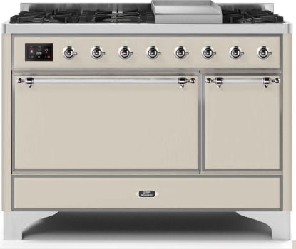 Ilve Majestic II Collection UM12FDQNS3AWCLP - 48 Inch Freestanding Dual Fuel Range with 8 Sealed Burners in Front View