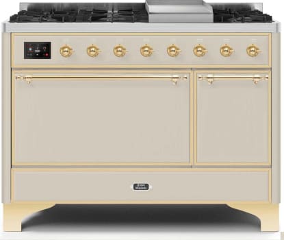 Ilve Majestic II Collection UM12FDQNS3AWGLP - 48 Inch Freestanding Dual Fuel Range with 8 Sealed Burners in Front View
