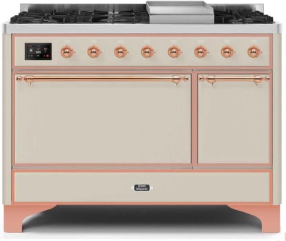 Ilve Majestic II Collection UM12FDQNS3AWPLP - 48 Inch Freestanding Dual Fuel Range with 8 Sealed Burners in Front View