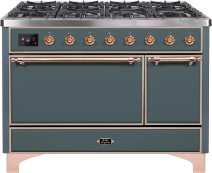 Ilve Majestic II Collection UM12FDQNS3BGP - 48 Inch Freestanding Dual Fuel Range in Front View