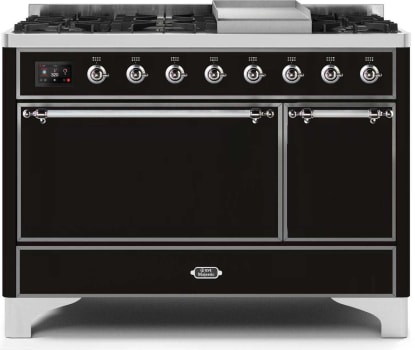 Ilve Majestic II Collection UM12FDQNS3BKC - Freestanding Dual Fuel Range Black