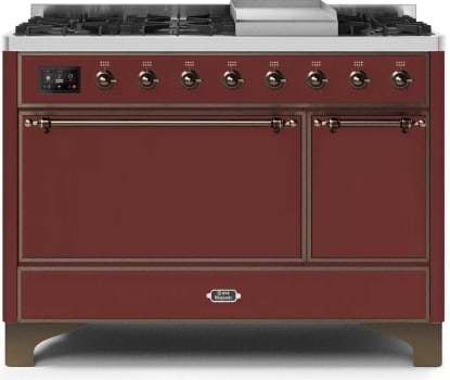 Ilve Majestic II Collection UM12FDQNS3BUBLP - 48 Inch Freestanding Dual Fuel Range with 8 Sealed Burners in Front View