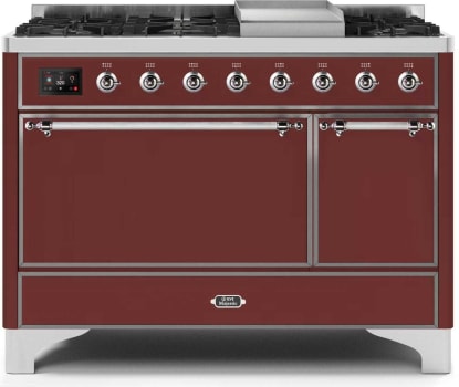 Ilve Majestic II Collection UM12FDQNS3BUCLP - 48 Inch Freestanding Dual Fuel Range with 8 Sealed Burners in Front View