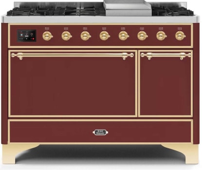 Ilve Majestic II Collection UM12FDQNS3BUGLP - 48 Inch Freestanding Dual Fuel Range with 8 Sealed Burners in Front View