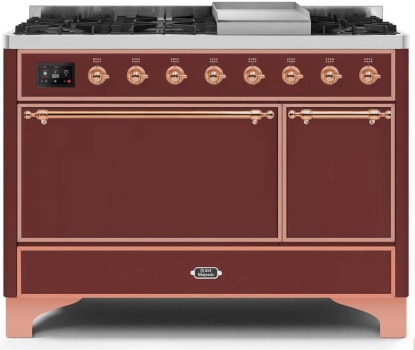 Ilve Majestic II Collection UM12FDQNS3BUPLP - 48 Inch Freestanding Dual Fuel Range with 8 Sealed Burners in Front View