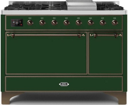 Ilve Majestic II Collection UM12FDQNS3EGBLP - 48 Inch Freestanding Dual Fuel Range with 8 Sealed Burners in Front View