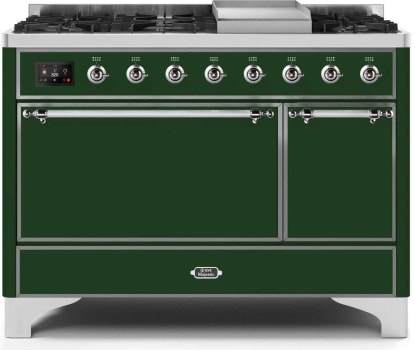 Ilve Majestic II Collection UM12FDQNS3EGCLP - 48 Inch Freestanding Dual Fuel Range with 8 Sealed Burners in Front View