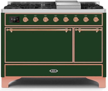 Ilve Majestic II Collection UM12FDQNS3EGPLP - 48 Inch Freestanding Dual Fuel Range with 8 Sealed Burners in Front View