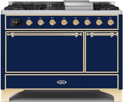 Ilve Majestic II Collection UM12FDQNS3MBGLP - 48 Inch Freestanding Dual Fuel Range with 8 Sealed Burners in Front View