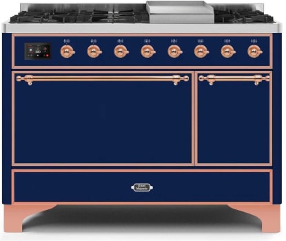 Ilve Majestic II Collection UM12FDQNS3MBPLP - 48 Inch Freestanding Dual Fuel Range with 8 Sealed Burners in Front View
