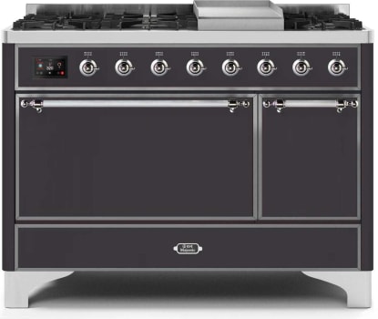 Ilve Majestic II Collection UM12FDQNS3MGCLP - 48 Inch Freestanding Dual Fuel Range with 8 Sealed Burners in Front View