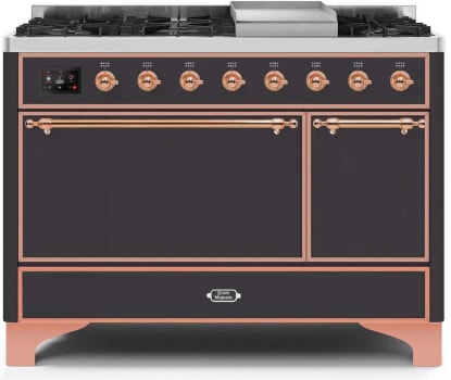 Ilve Majestic II Collection UM12FDQNS3MGPLP - 48 Inch Freestanding Dual Fuel Range with 8 Sealed Burners in Front View