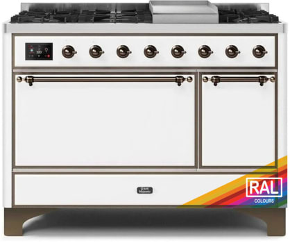 Ilve Majestic II Collection UM12FDQNS3RABLP - 48 Inch Freestanding Dual Fuel Range in Front View