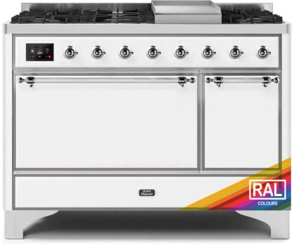 Ilve Majestic II Collection UM12FDQNS3RACLP - 48 Inch Freestanding Dual Fuel Range in Front View