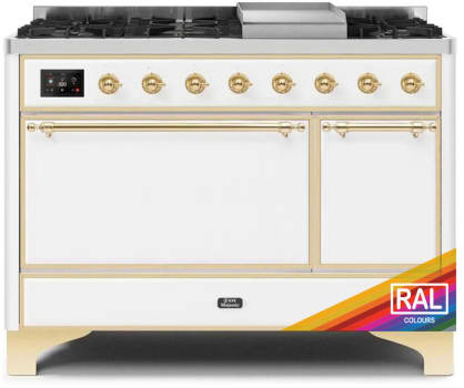 Ilve Majestic II Collection UM12FDQNS3RAGLP - 48 Inch Freestanding Dual Fuel Range in Front View