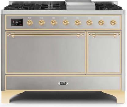 Ilve Majestic II Collection UM12FDQNS3SSGLP - 48 Inch Freestanding Dual Fuel Range with 8 Sealed Burners in Front View