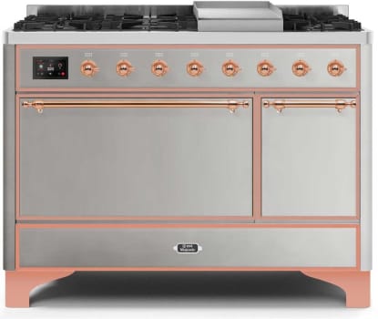 Ilve Majestic II Collection UM12FDQNS3SSPLP - 48 Inch Freestanding Dual Fuel Range with 8 Sealed Burners in Front View