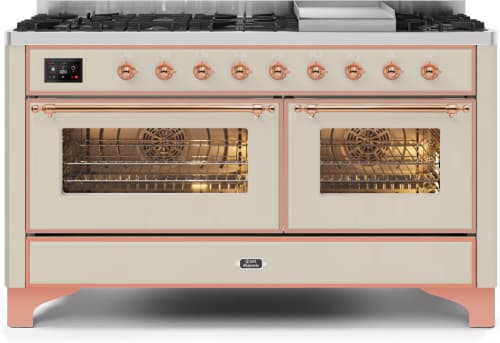 Ilve Majestic II Collection UM15FDNS3AWPLP - 60 Inch Freestanding Dual Fuel Range with 9 Sealed Burners in Front View
