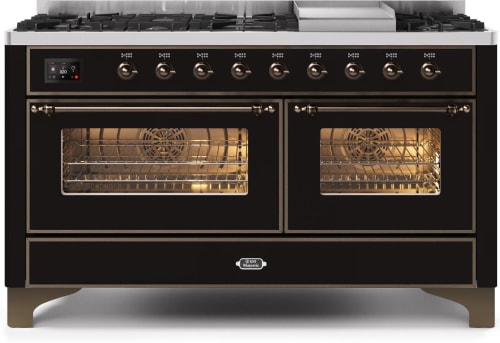 Ilve Majestic II Collection UM15FDNS3BKBLP - 60 Inch Freestanding Dual Fuel Range with 9 Sealed Burners in Front View