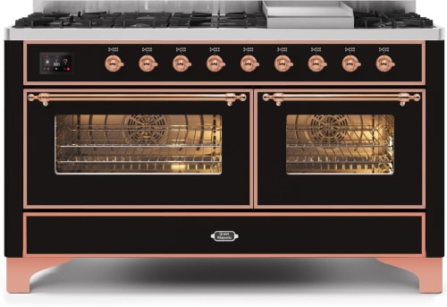 Ilve Majestic II Collection UM15FDNS3BKPLP - 60 Inch Freestanding Dual Fuel Range with 9 Sealed Burners in Front View