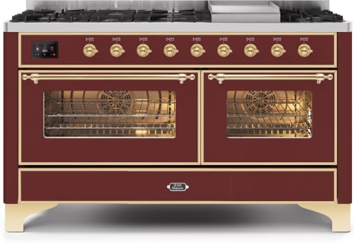 Ilve Majestic II Collection UM15FDNS3BUGLP - 60 Inch Freestanding Dual Fuel Range with 9 Sealed Burners in Front View