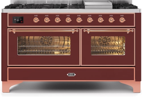 Ilve Majestic II Collection UM15FDNS3BUPLP - 60 Inch Freestanding Dual Fuel Range with 9 Sealed Burners in Front View