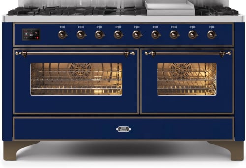 Ilve Majestic II Collection UM15FDNS3MBB - 60 Inch Freestanding Dual Fuel Range in Front View