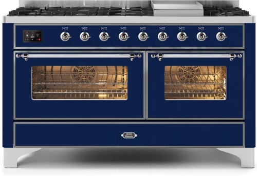 Ilve Majestic II Collection UM15FDNS3MBCLP - 60 Inch Freestanding Dual Fuel Range with 9 Sealed Burners in Front View