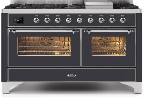 Ilve Majestic II Collection UM15FDNS3MGCLP - 60 Inch Freestanding Dual Fuel Range with 9 Sealed Burners in Front View