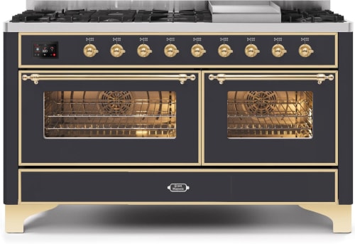 Ilve Majestic II Collection UM15FDNS3MGGLP - 60 Inch Freestanding Dual Fuel Range with 9 Sealed Burners in Front View